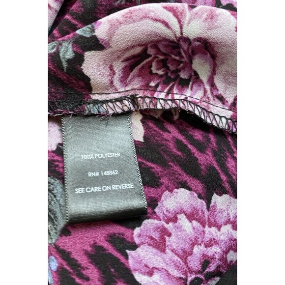 Torrid Harper Tunic Top 0 0X (Runs Big) Floral Boho Chiffon Roll Tab Sleeve 9895 - Picture 9 of 9